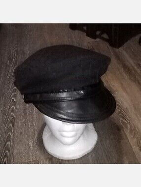 🌁 EUC: KOKIN; NEW YORK, AUTHENTIC VINTAGE, UNISEX FABRIC/LEATHER NEWSBOY CAP!
